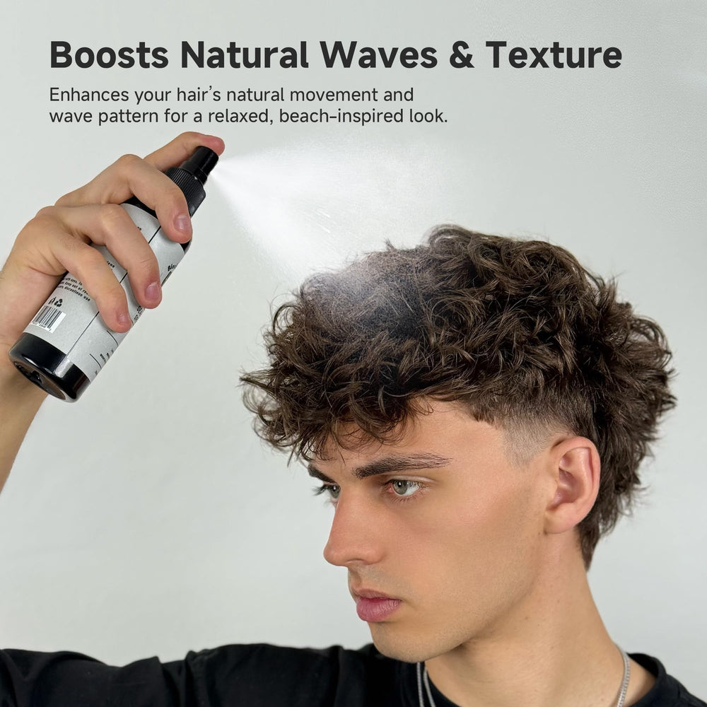 Ondas relajadas definidas con BlackMask Sea Salt Spray para cabello natural.