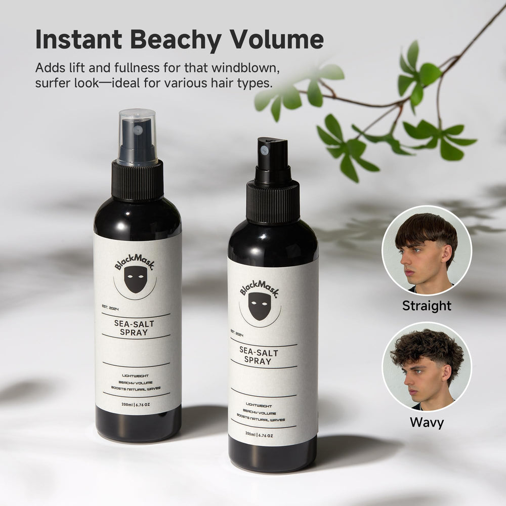 Textura mate natural en el cabello gracias a BlackMask Sea Salt Spray.