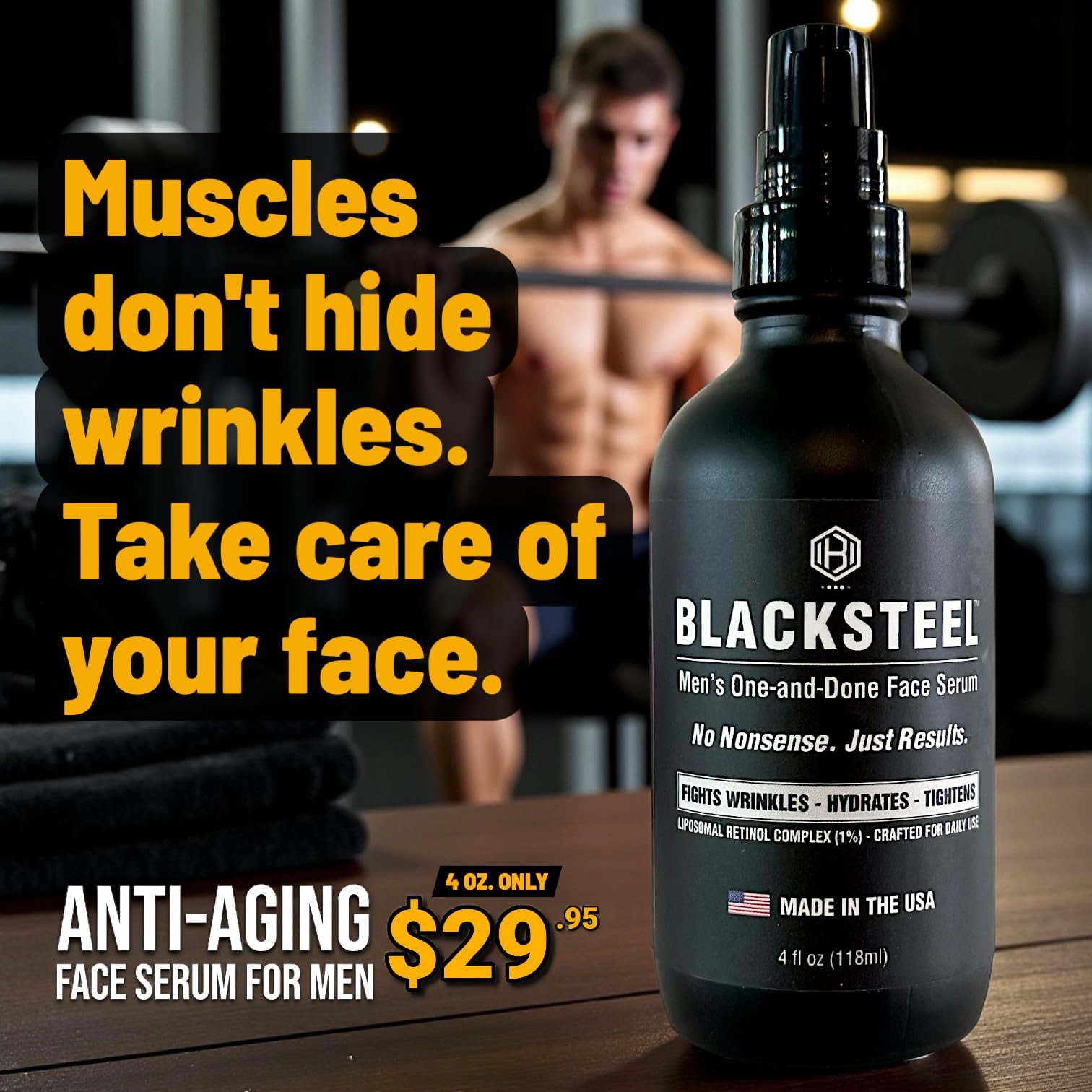 BLACKSTEEL men's serum fast absorb supports a simple morning routine