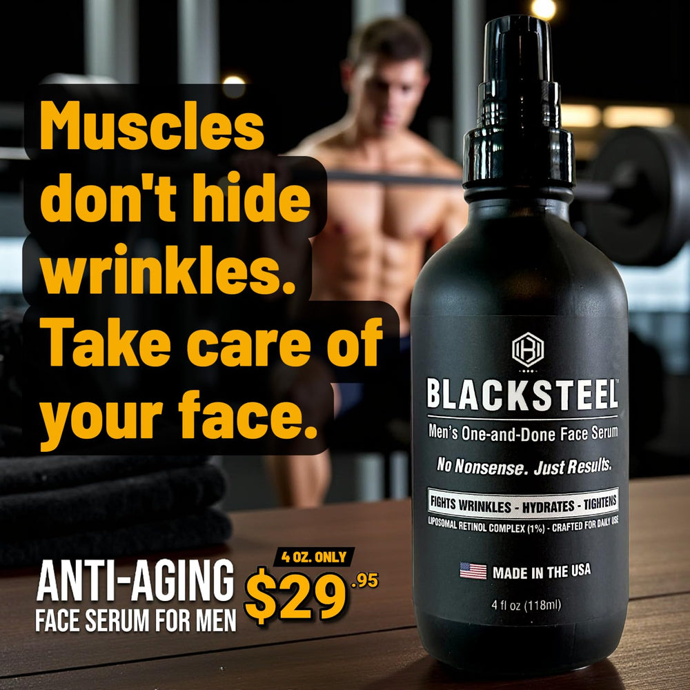 BLACKSTEEL men's serum fast absorb supports a simple morning routine