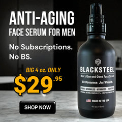 BLACKSTEEL men's serum packaging matte glass signals premium small-batch quality