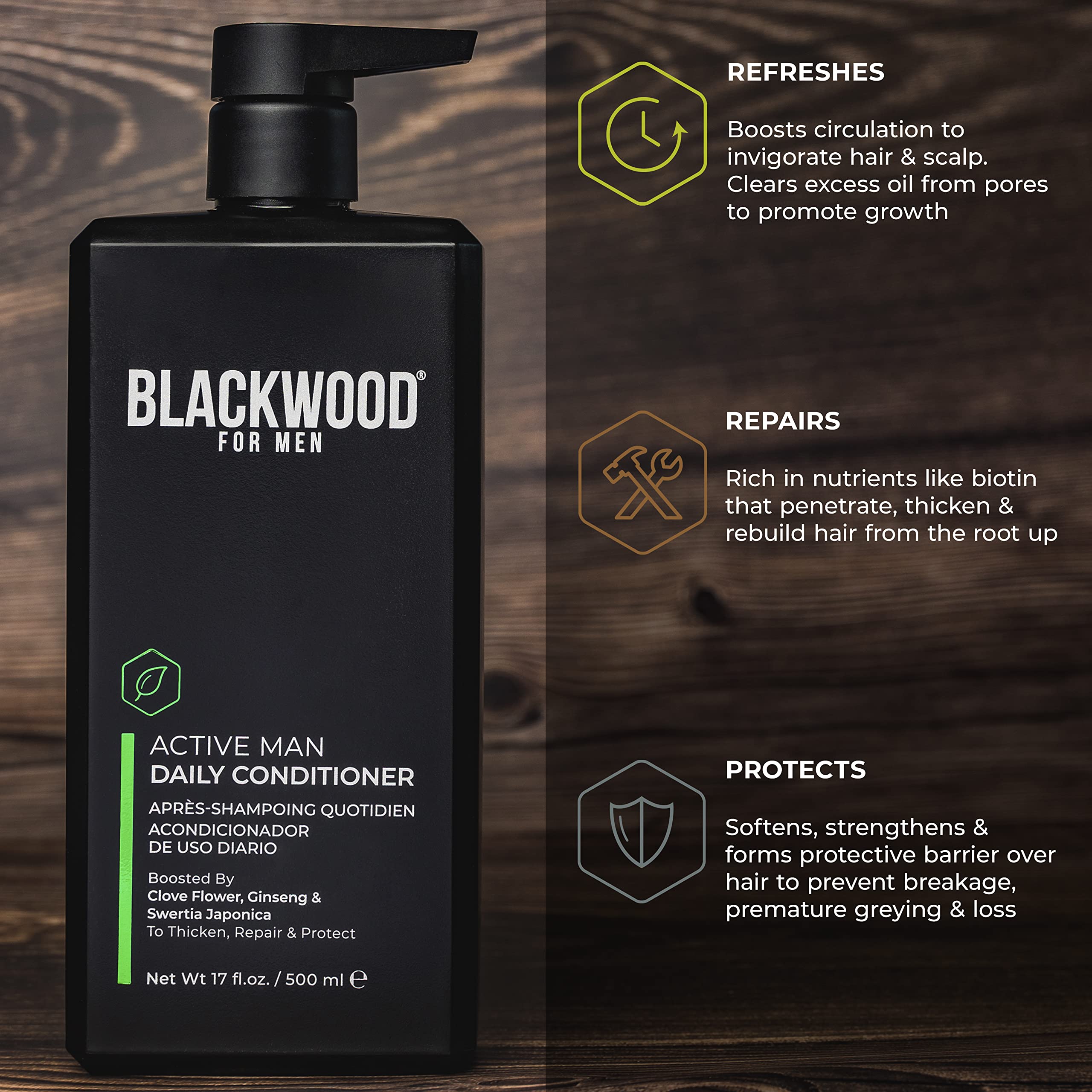 Blackwood For Men antioxidants protect hair against environmental damage