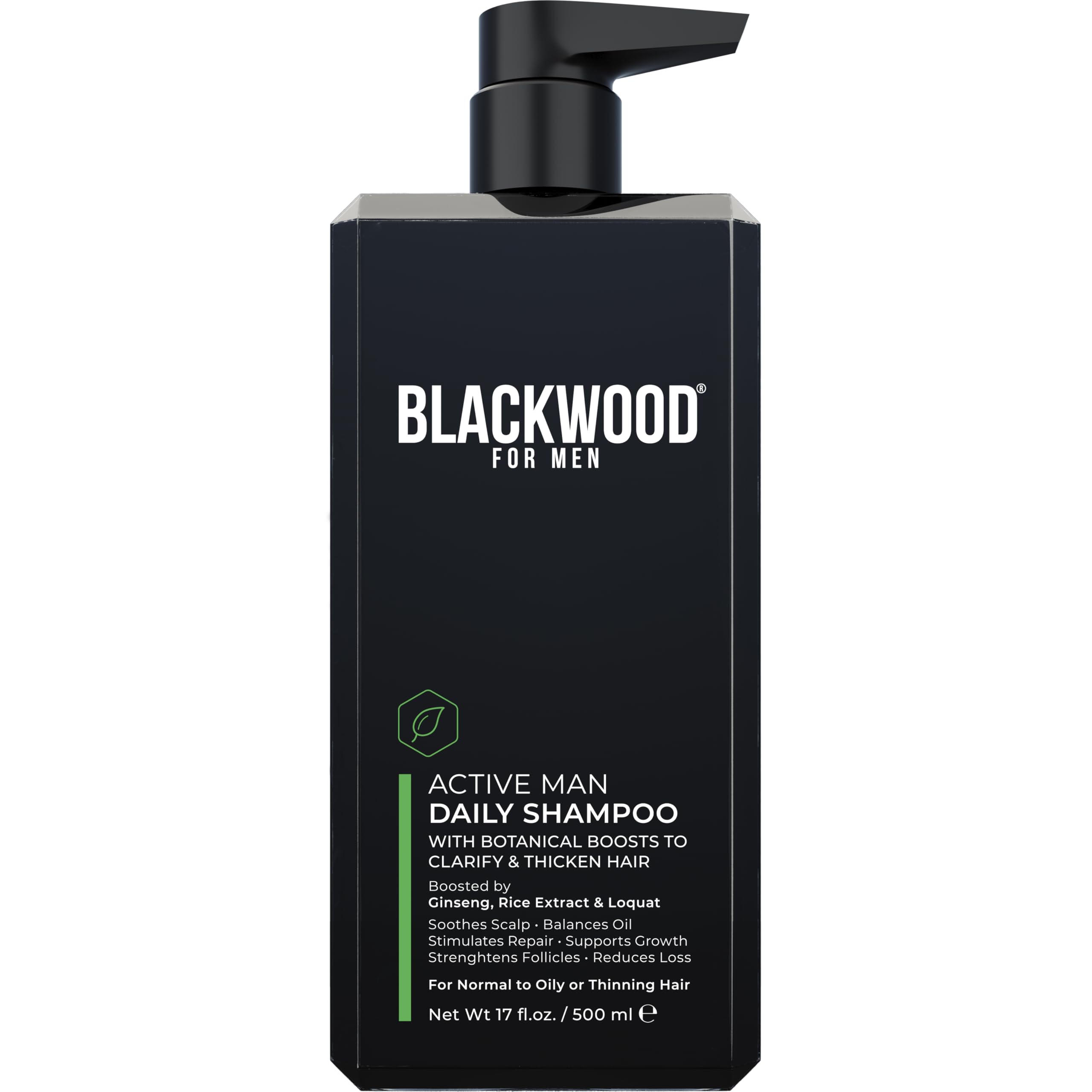 Blackwood For Men champú diario: botella para uso diario y limpieza profunda