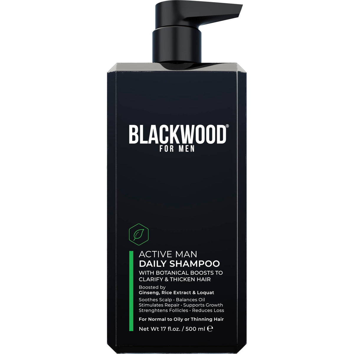 Blackwood For Men champú diario: botella para uso diario y limpieza profunda