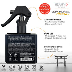Blackwood For Men hydrator spray mist being applied to beard for soft texture