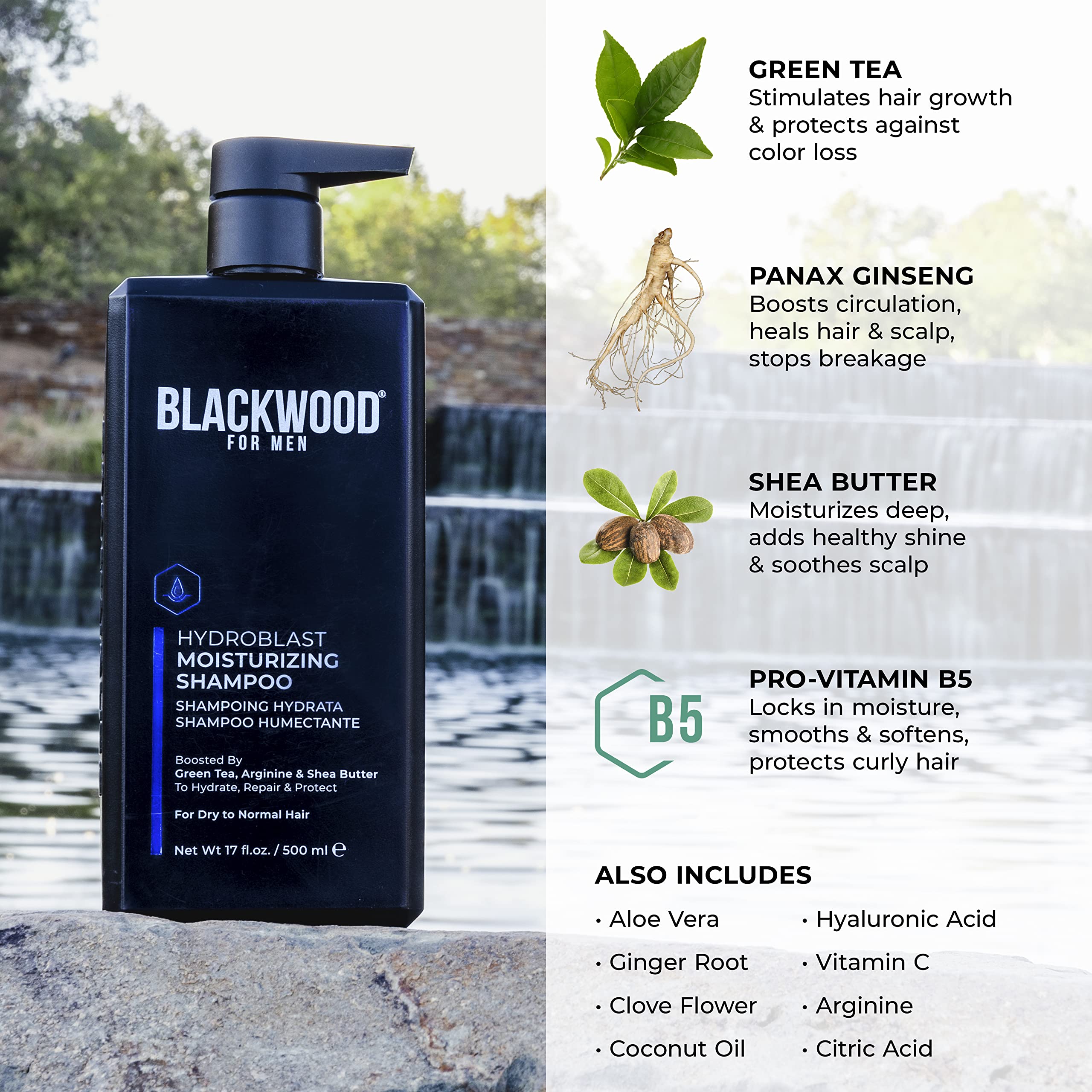 Blackwood For Men Hydroblast aplicación en cuero cabelludo: masaje suave para limpieza efectiva.