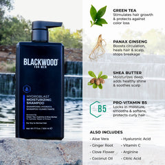 Blackwood For Men Hydroblast aplicación en cuero cabelludo: masaje suave para limpieza efectiva.
