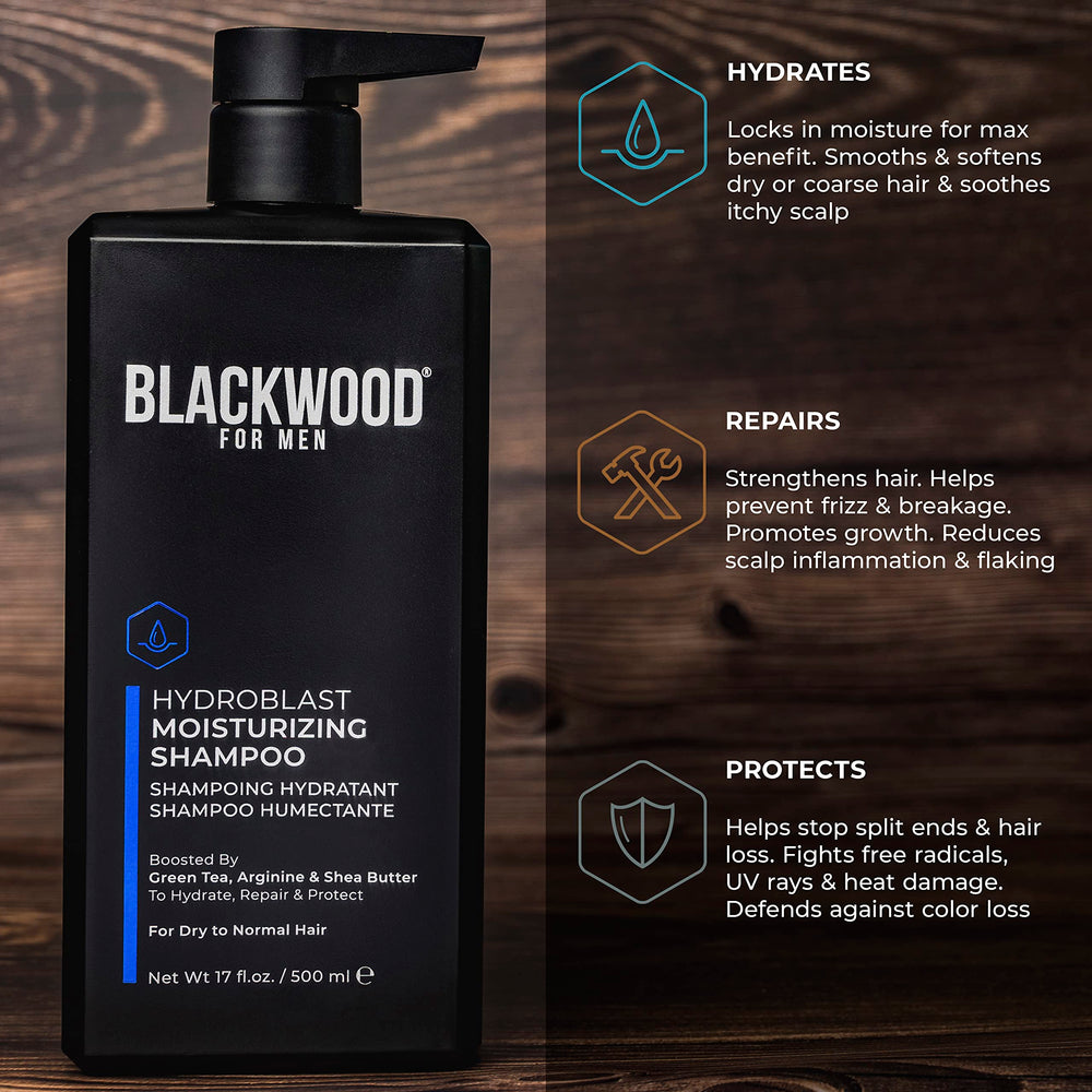 Blackwood For Men Hydroblast cabello hidratado: acabado suave y nutrido.