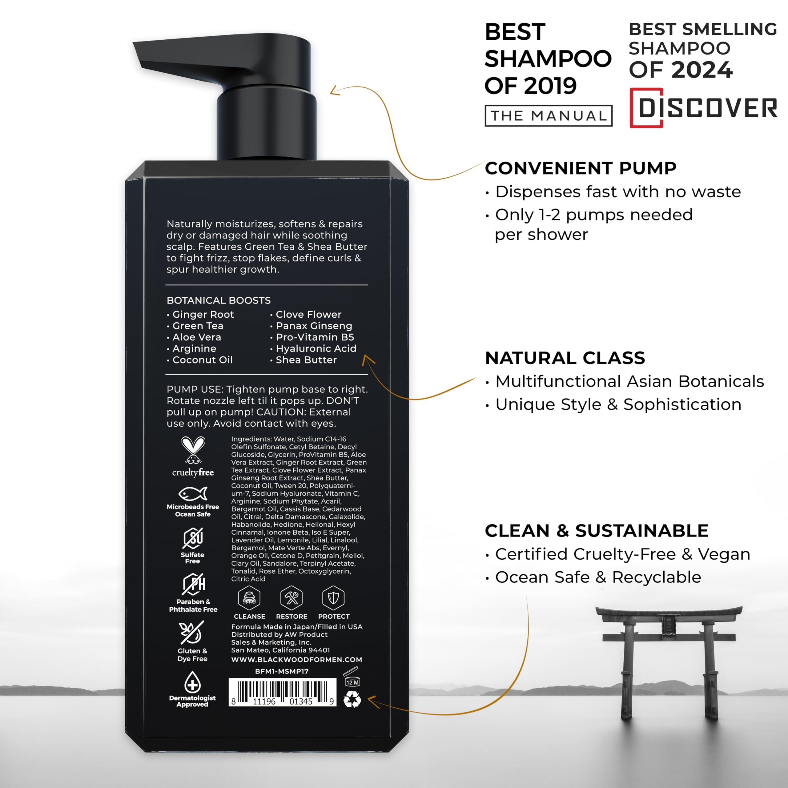 Blackwood For Men Hydroblast ginger-aloe-vera: ingredientes para calmar el cuero cabelludo e hidratar.