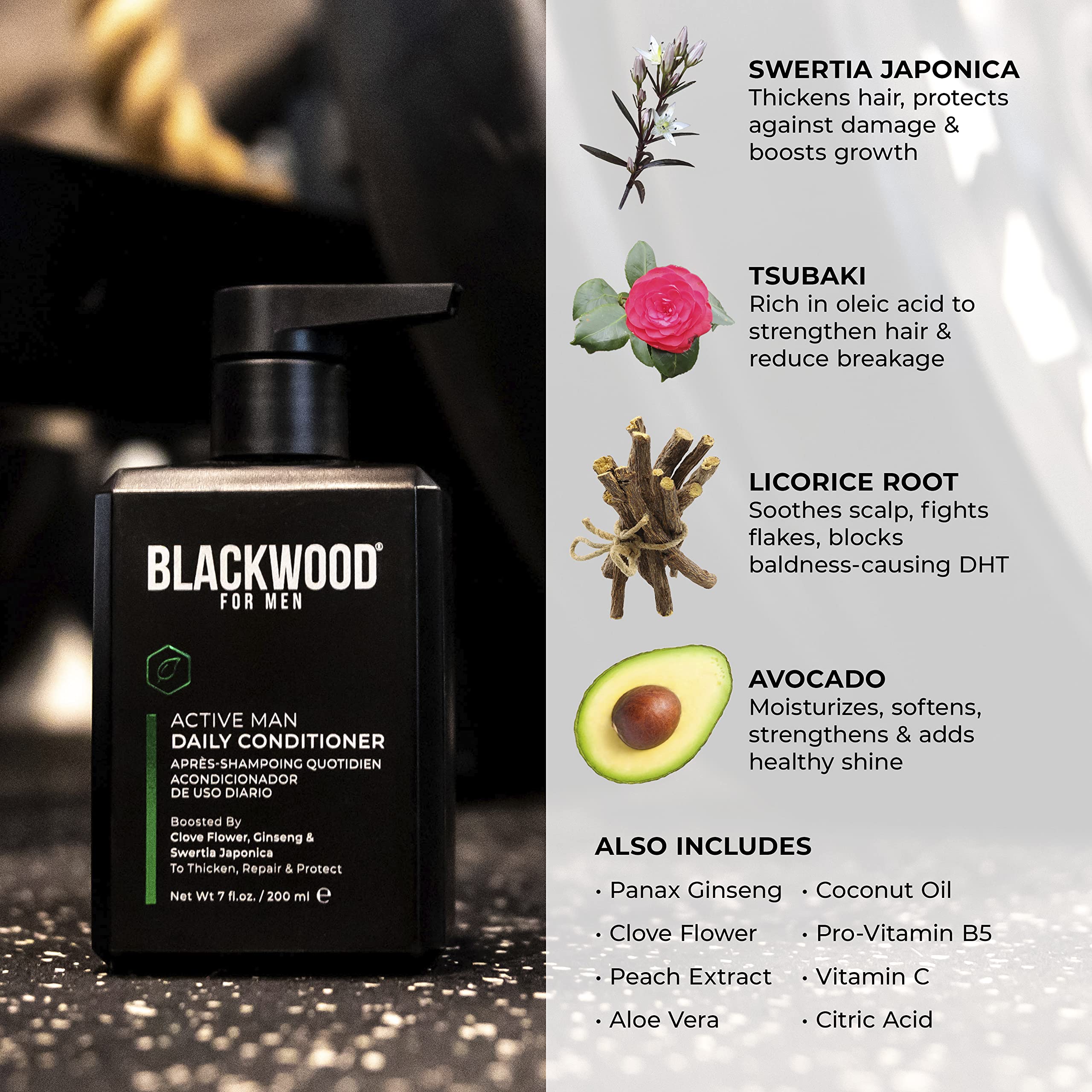 Pelo con brillo y mayor volumen gracias a Blackwood para hombres.