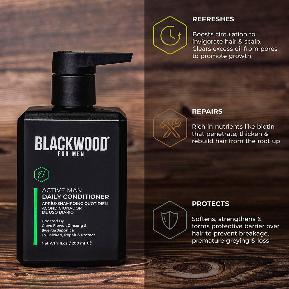 Envase sostenible y crueldad libre de Blackwood para hombres.