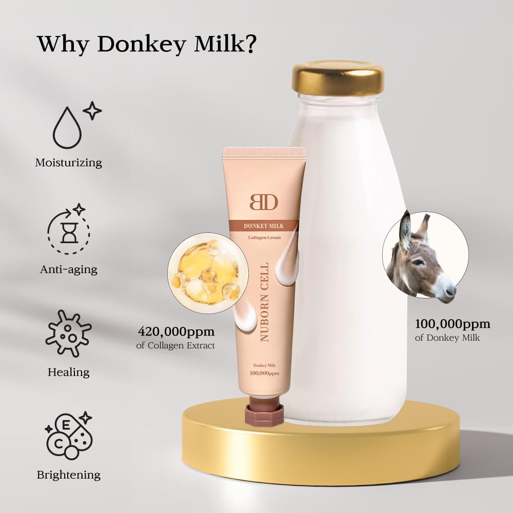 BLANC DUBU Nuborn Cell Donkey Milk Cream texture close-up shows creamy non-sticky moisture