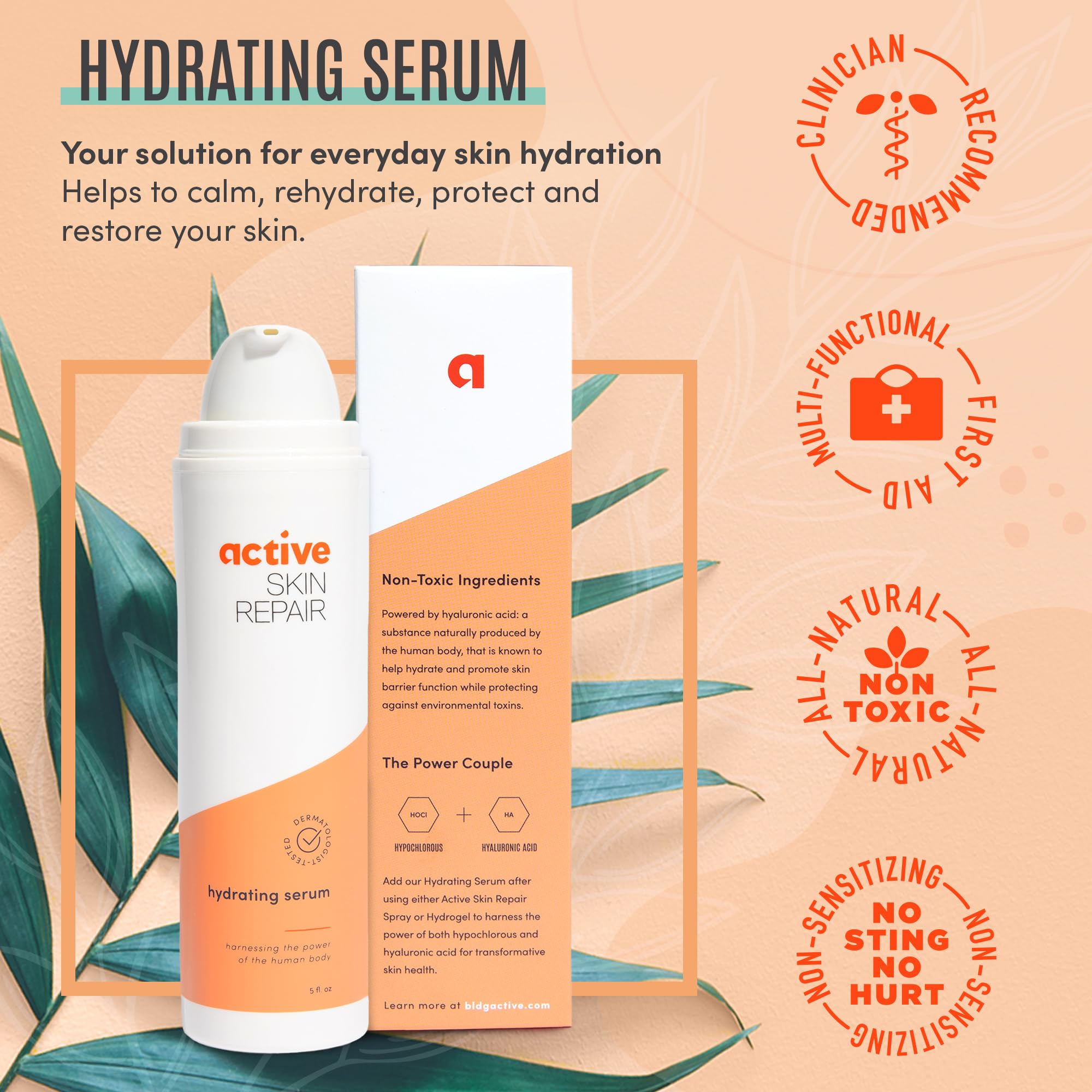BLDG ACTIVE serum application on skin for quick hydration.