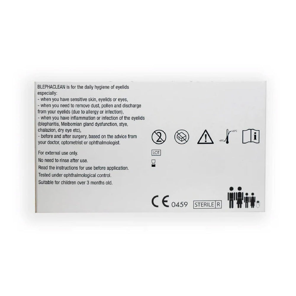 Close-up of Blephaclean wipe texture for delicate eyelids.