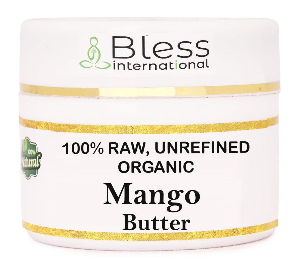 Bless International organic raw mango butter 4oz jar for deeply moisturized skin