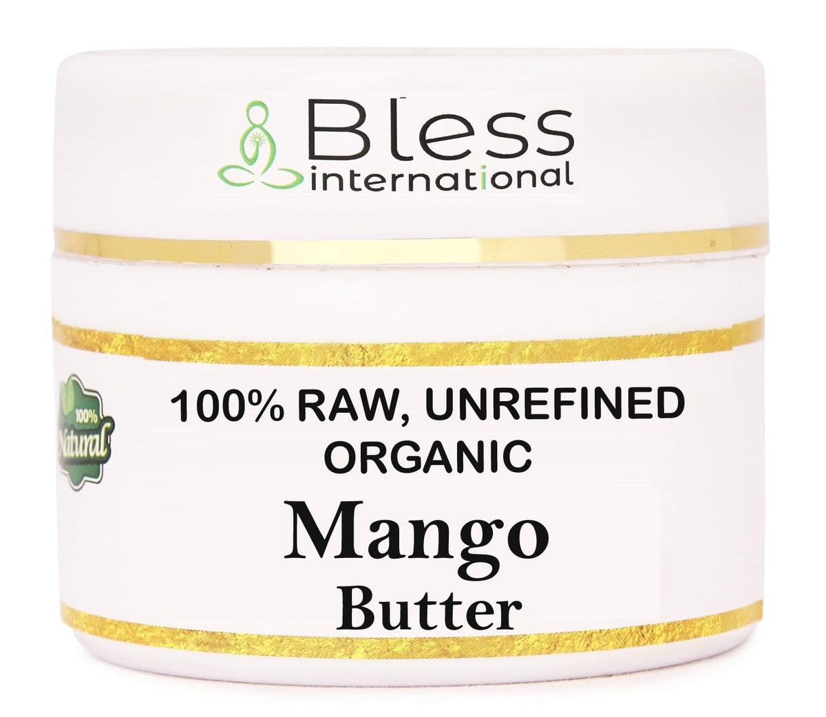 Bless International organic raw mango butter 4oz jar for deeply moisturized skin