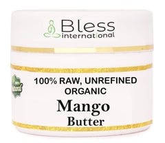 Bless International organic raw mango butter 4oz jar for deeply moisturized skin