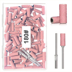 BLESWIN mini sanding bands mounted on a nail drill for precise shaping and smooth edges.