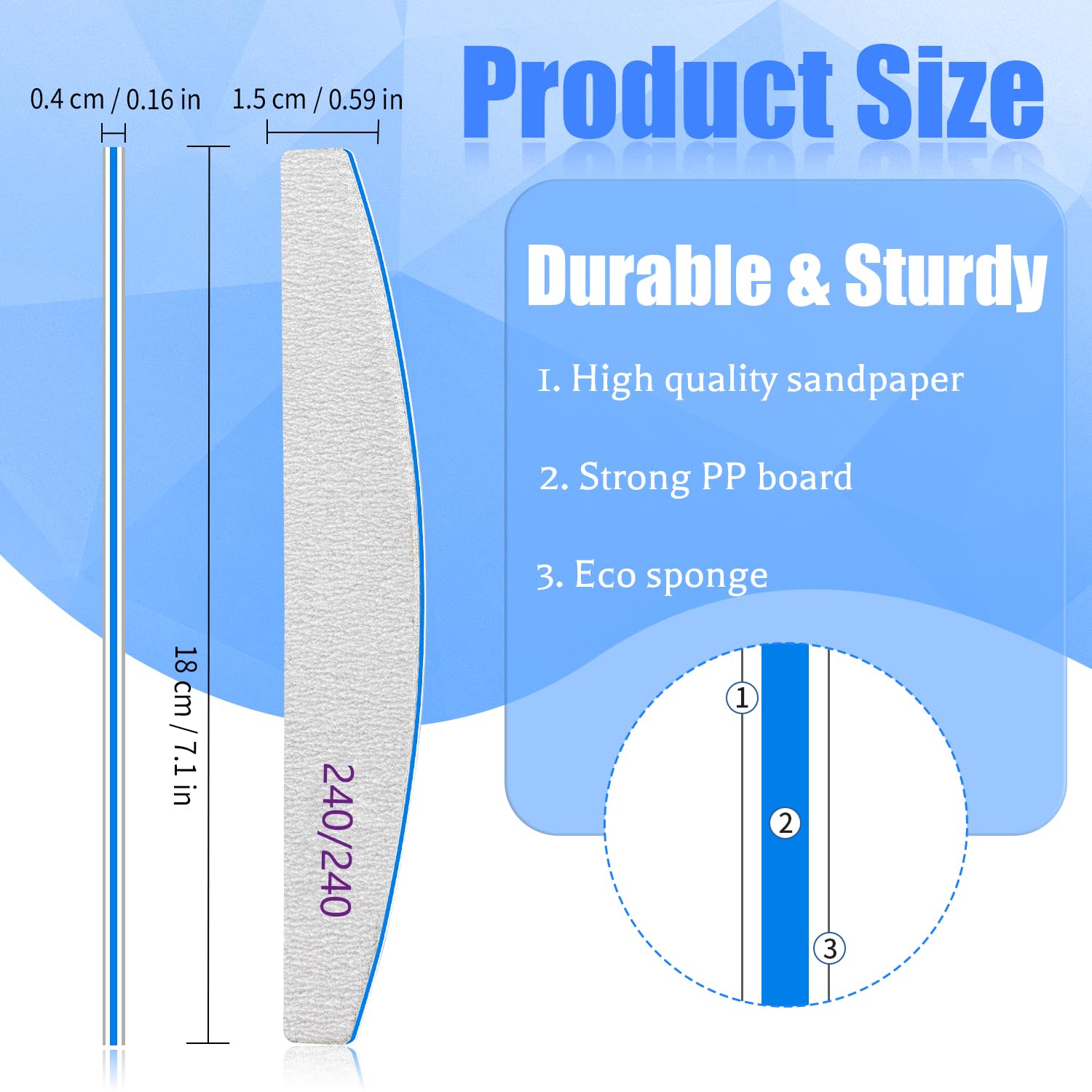 BLESWIN emery boards with diamond shape for durable, precise filing.