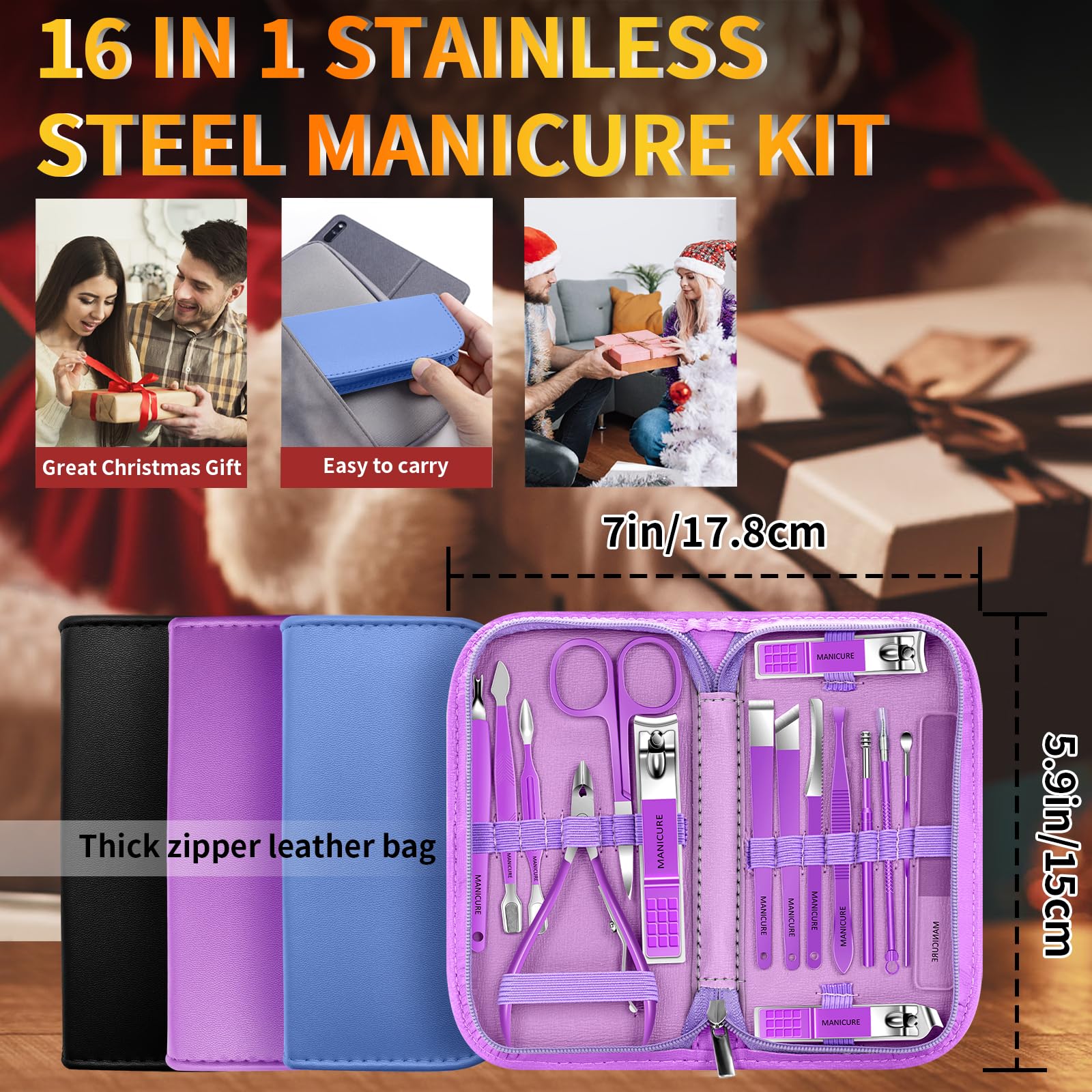 BLESWIN purple manicure kit gift pack suitable for beginners and pros.
