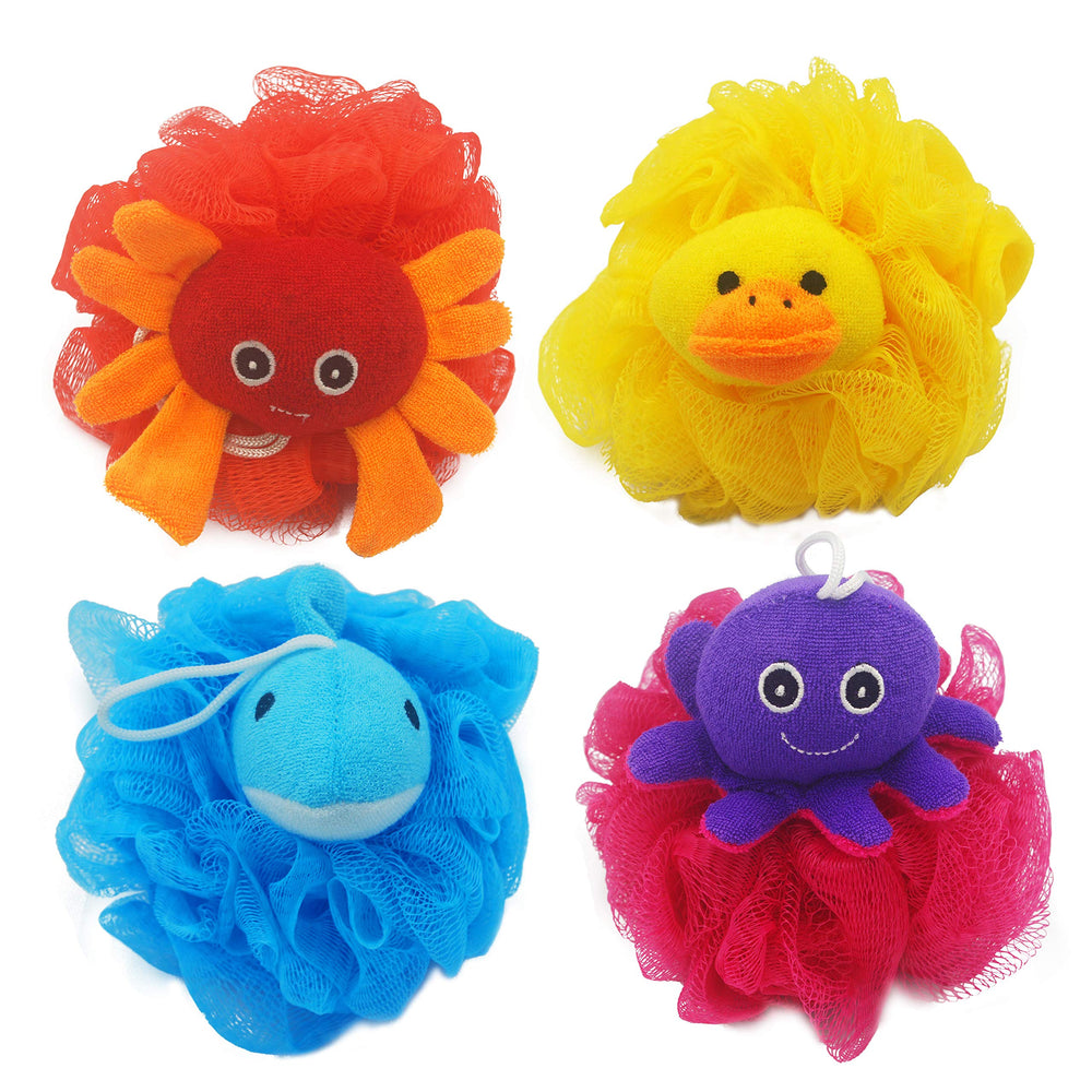 Bleu Bath esponja de baño con diseño de animal para exfoliación suave de piel delicada.