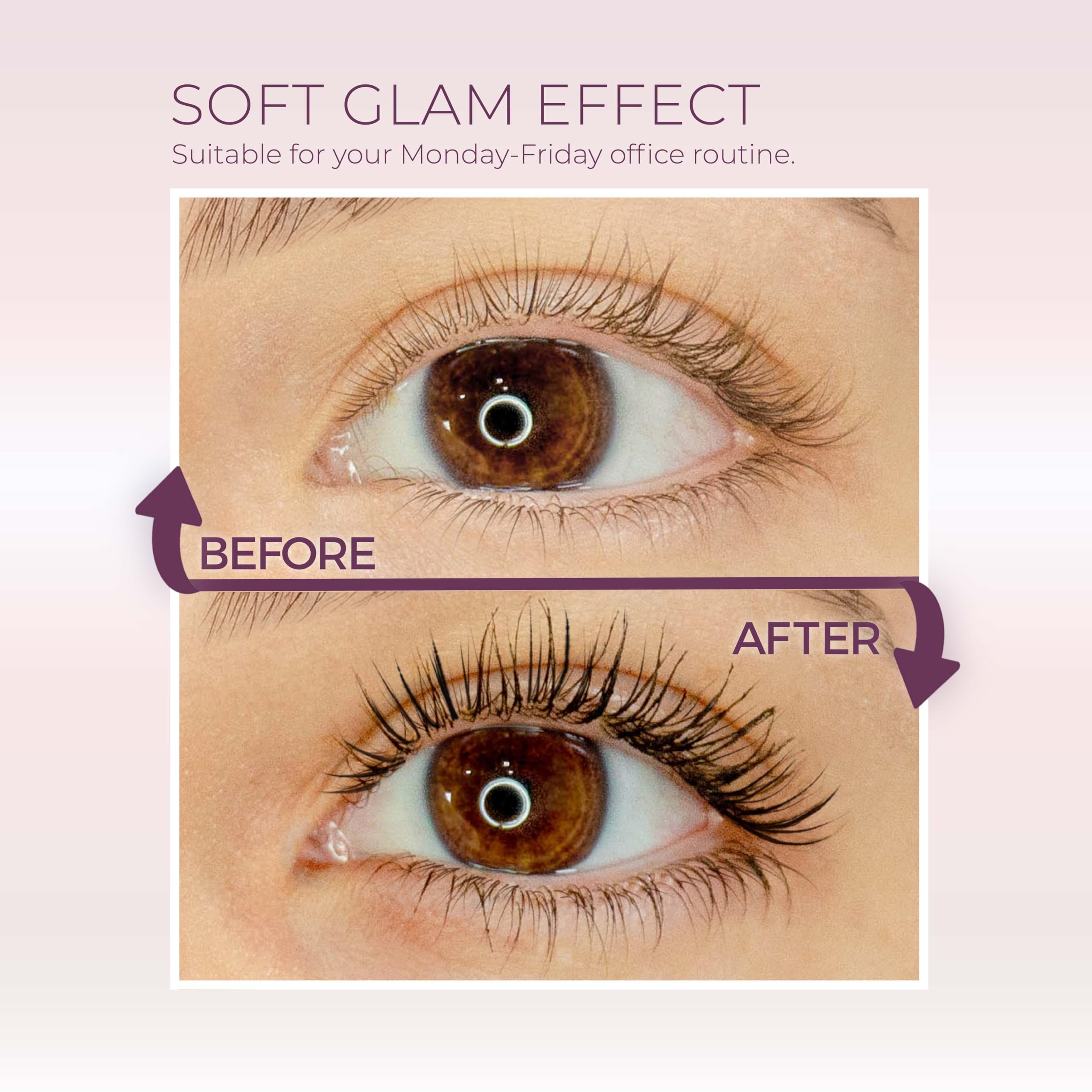 Blinc Amplified Tubing Mascara base-to-tips shows even coverage and control.