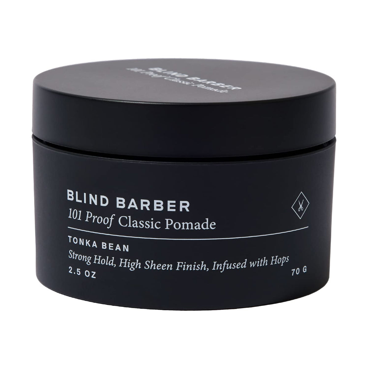 Blind Barber 101 Proof pomada - botella, fijación fuerte para estilos pulidos.