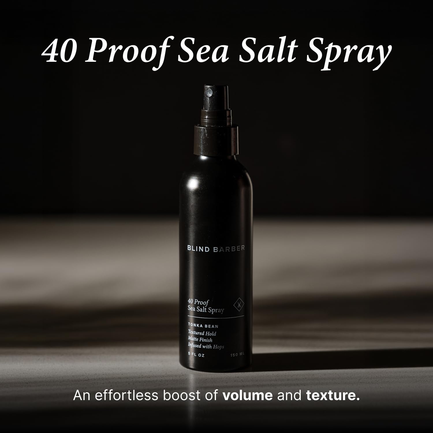 Blind Barber 40 Proof Sea Salt Spray: aplicación desde raíces para ondas playeras.