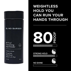 Aplicación en raíces para cuerpo sin brillo visible con Blind Barber 80 Proof Powder
