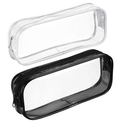 BlingKingdom clear PVC pencil bag in black showing contents for quick access and organization.