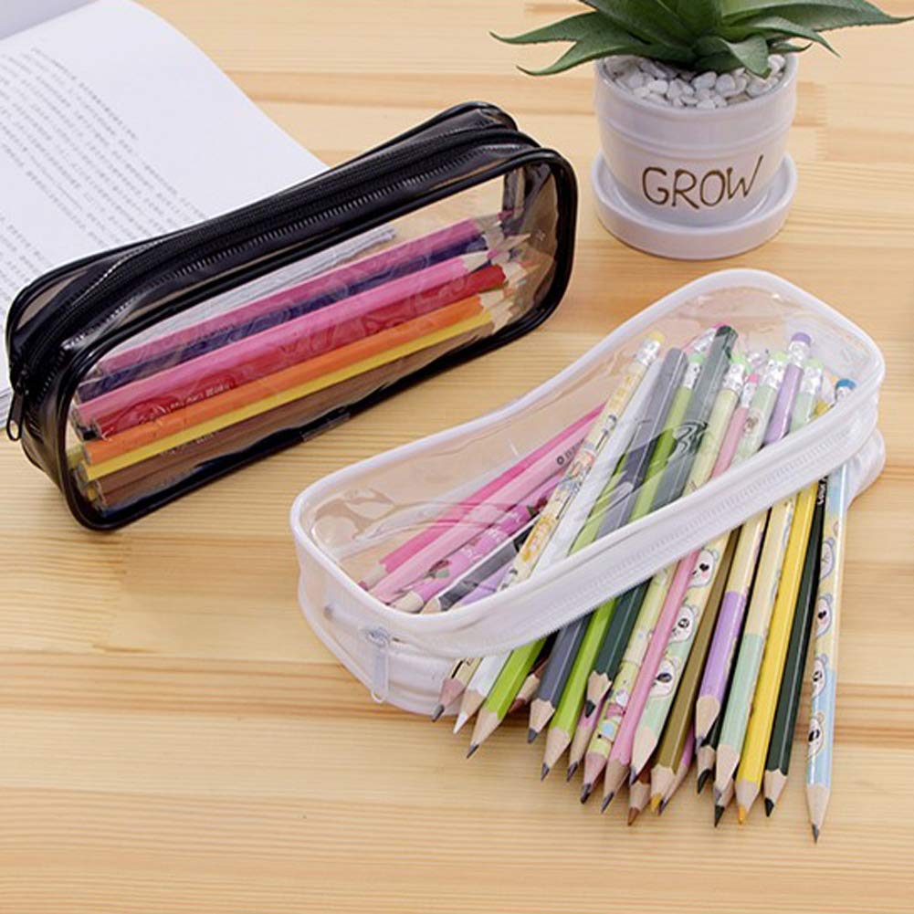 BlingKingdom clear PVC pencil bag in travel size design fits backpacks and luggage.