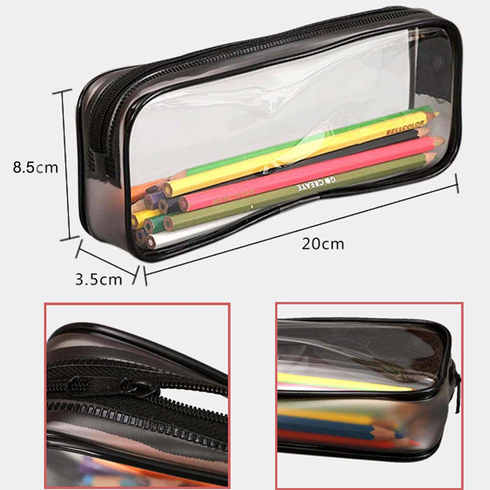 BlingKingdom clear PVC pencil bag in white ideal for on-the-go storage of small items.