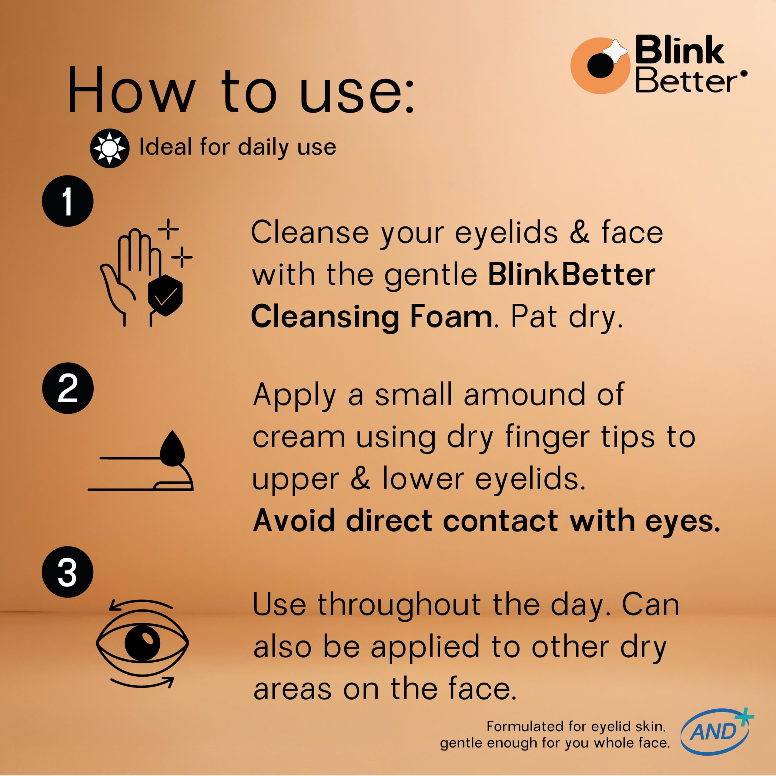 BlinkBetter BetterLids avena y centella calmantes para enrojecimiento y picor.
