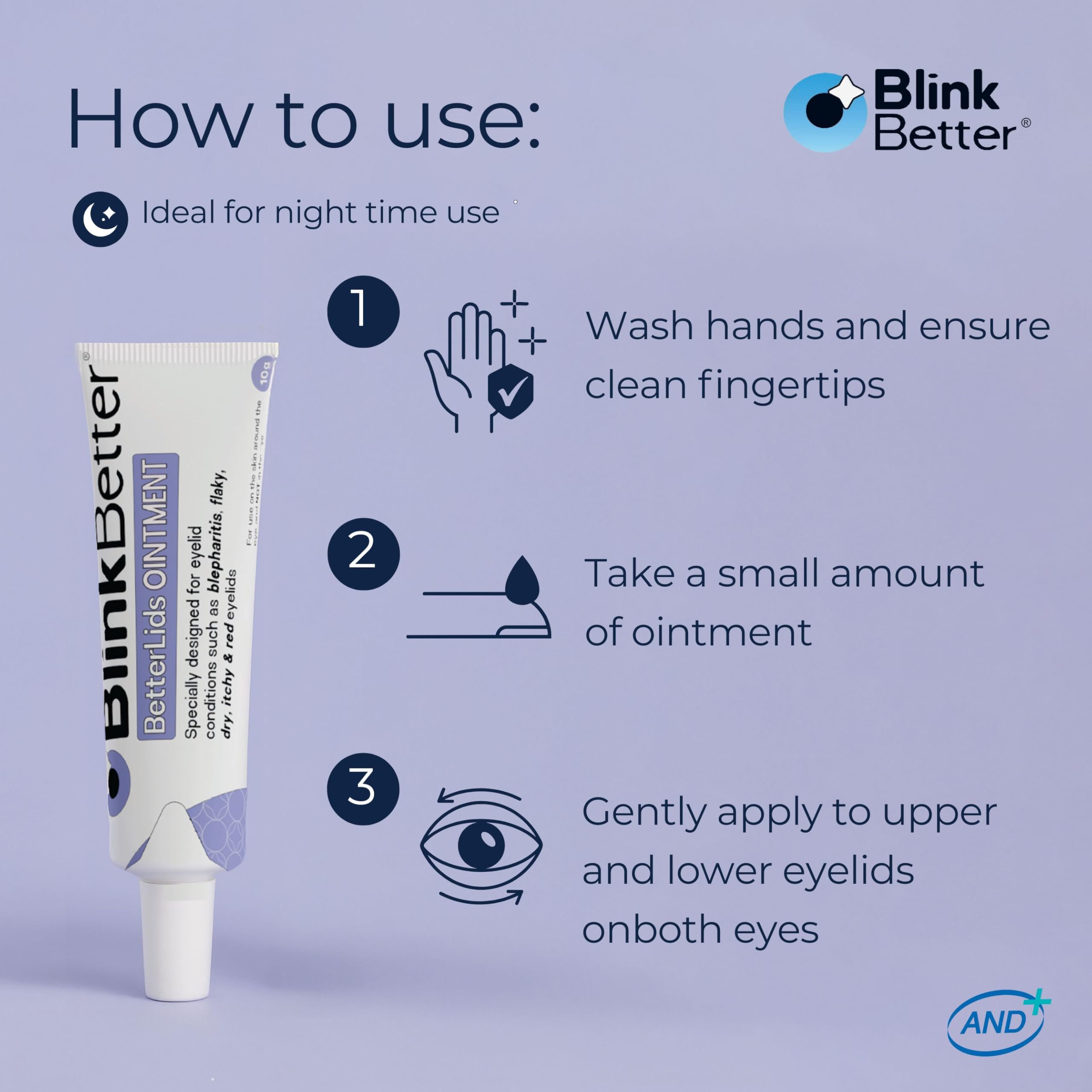 BlinkBetter BetterLids: envase compacto para uso diario cómodo y práctico.