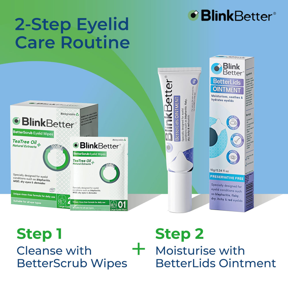 BlinkBetter biodegradable wipes in use with a gentle wipe motion