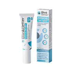 BlinkBetter pomada sin lanolina para párpados, envase de 10 g, hidratación suave.
