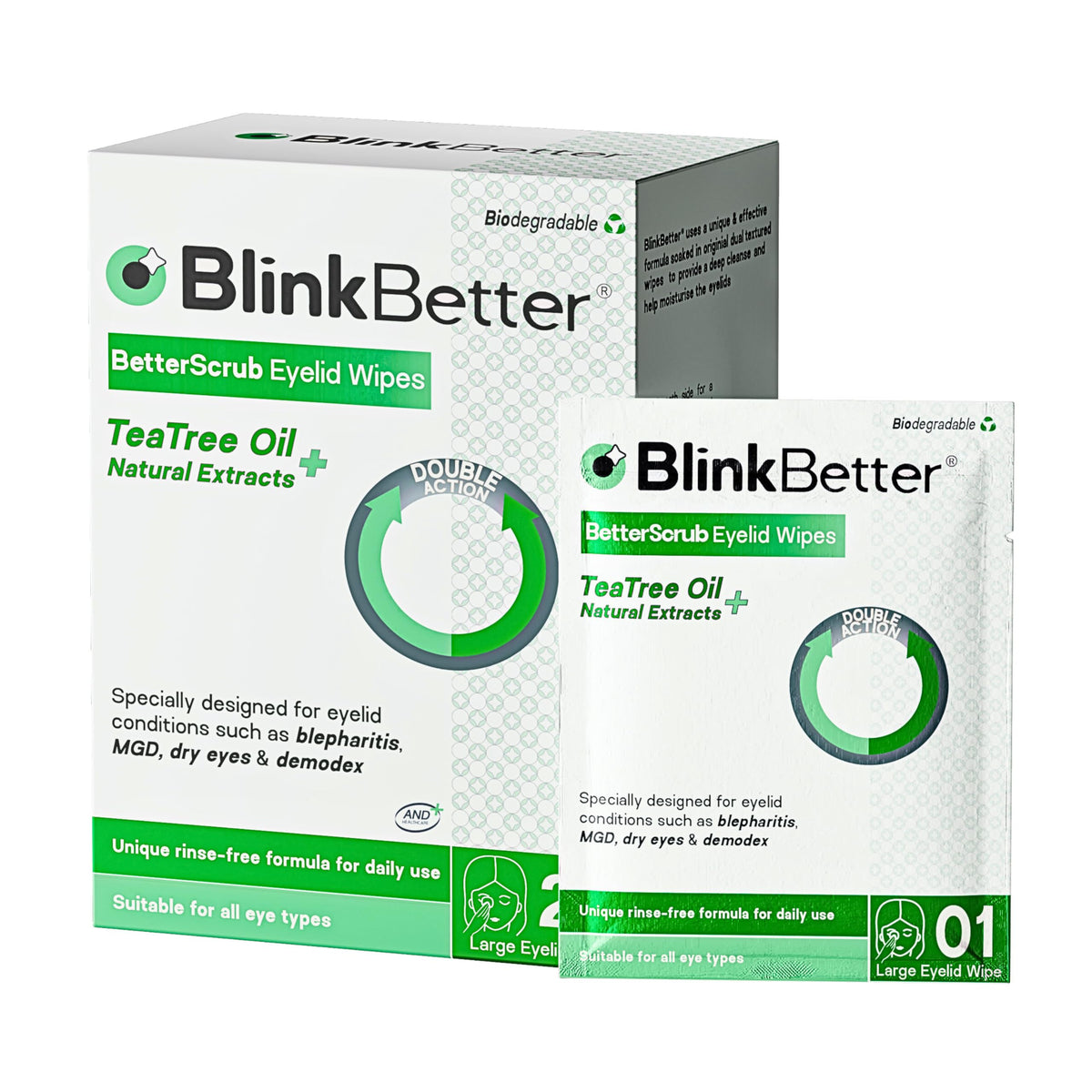 BlinkBetter: toallitas oculares con arbol de te para limpieza suave y efectiva