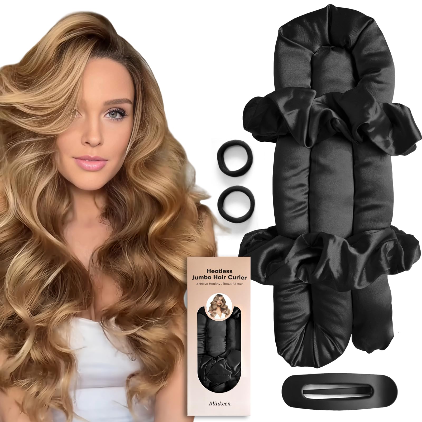 BLINKEEN jumbo heatless curl headband for overnight volume and smooth waves.