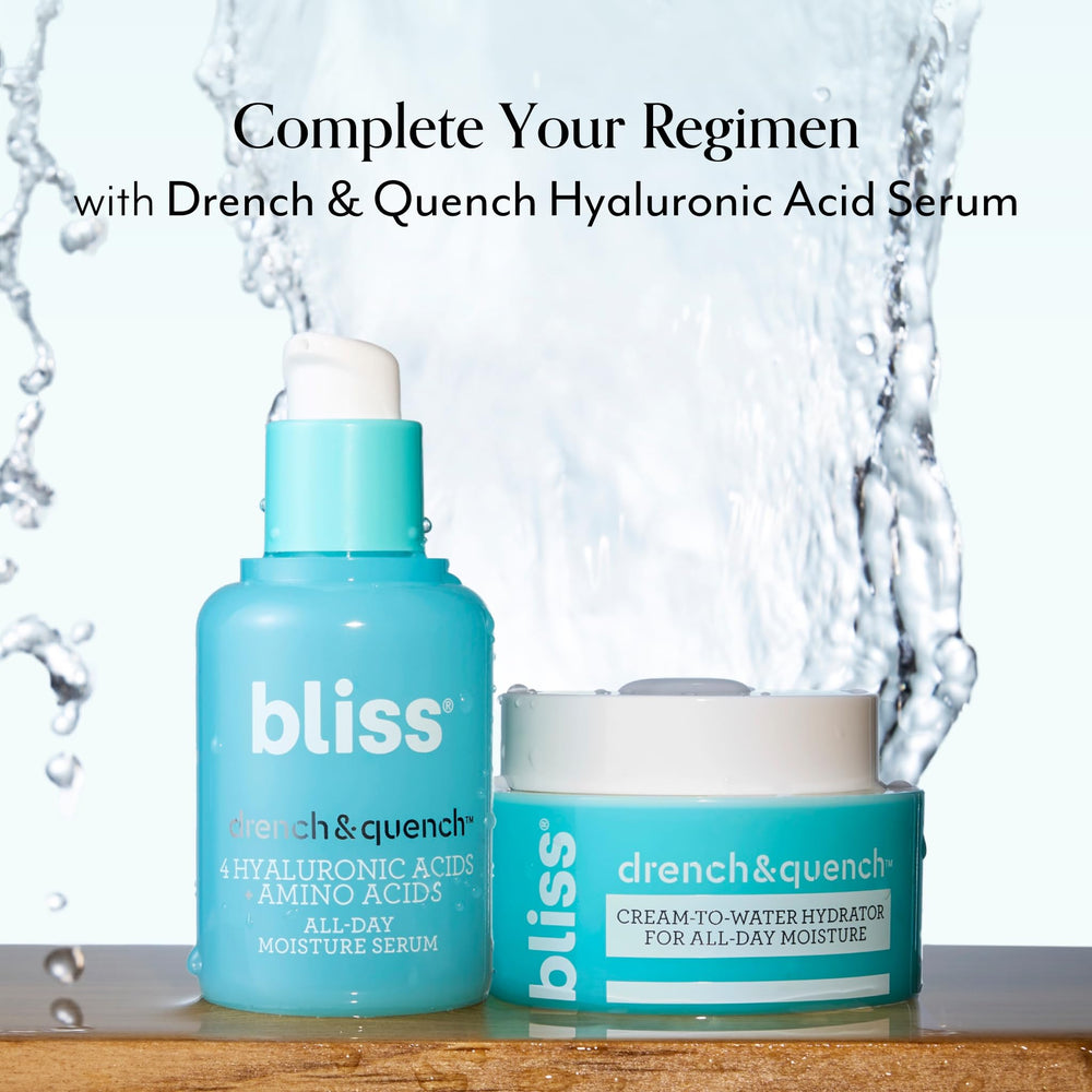 Bliss Drench & Quench spa-inspired scent enhances at-home skincare ritual.