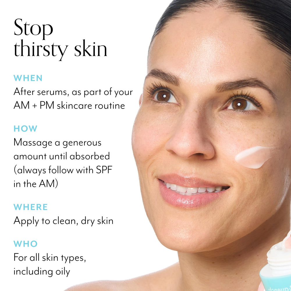 Bliss Drench & Quench texture transforms from cream to watery serum on skin.