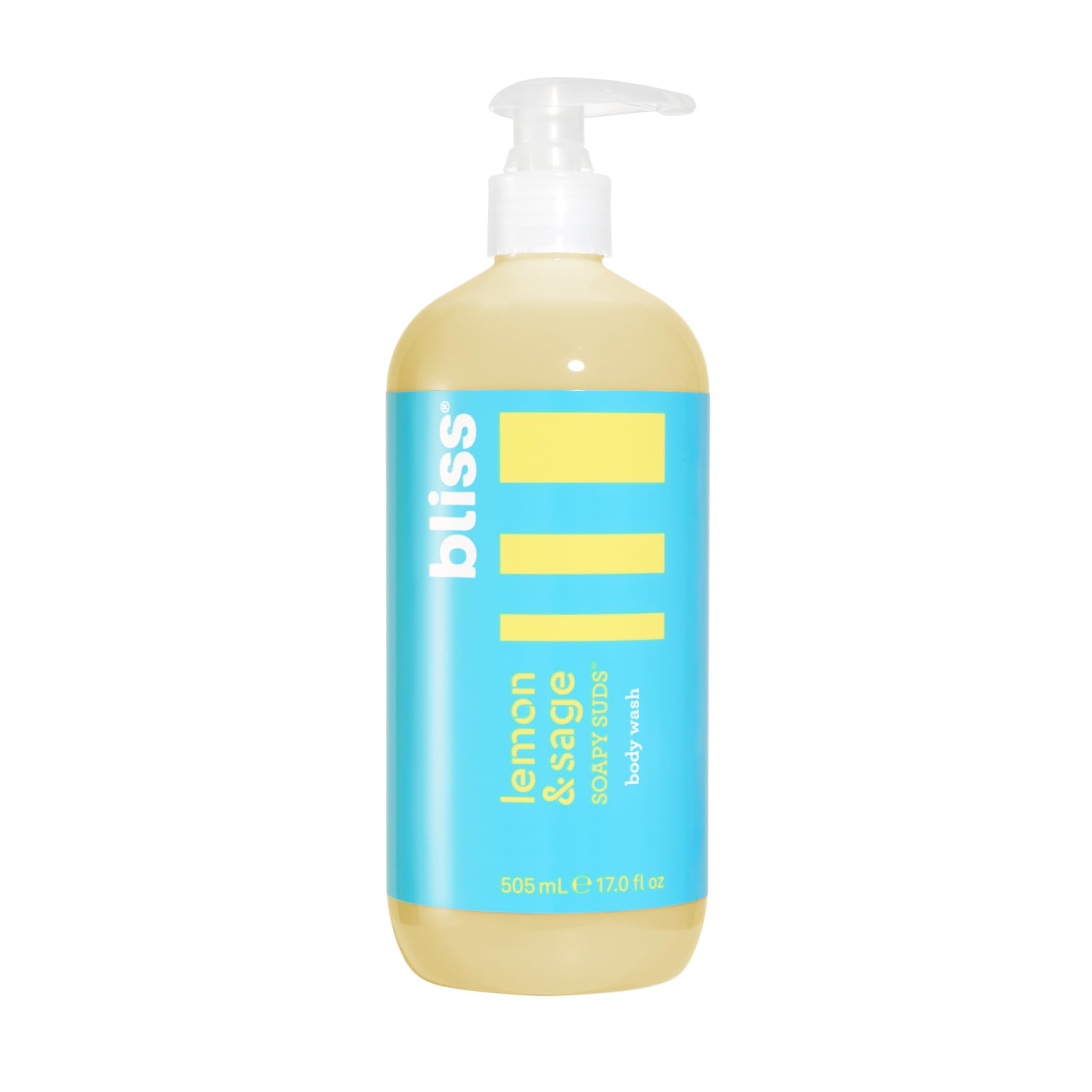 Bliss Ducha Corporal Espumosa con limón y salvia en botella, hidratación suave para piel diaria.