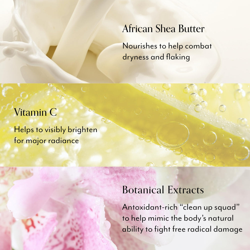 Bliss Ex-glow-sion texture closeup reveals airy whipped formula that absorbs without heaviness.