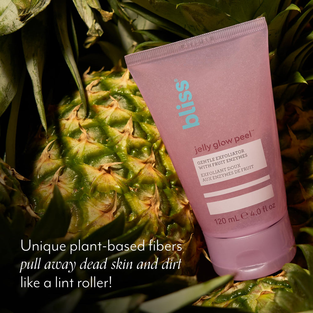 Bliss Jelly Glow Peel, enzimas de fruta piña y papaya para brillo suave.