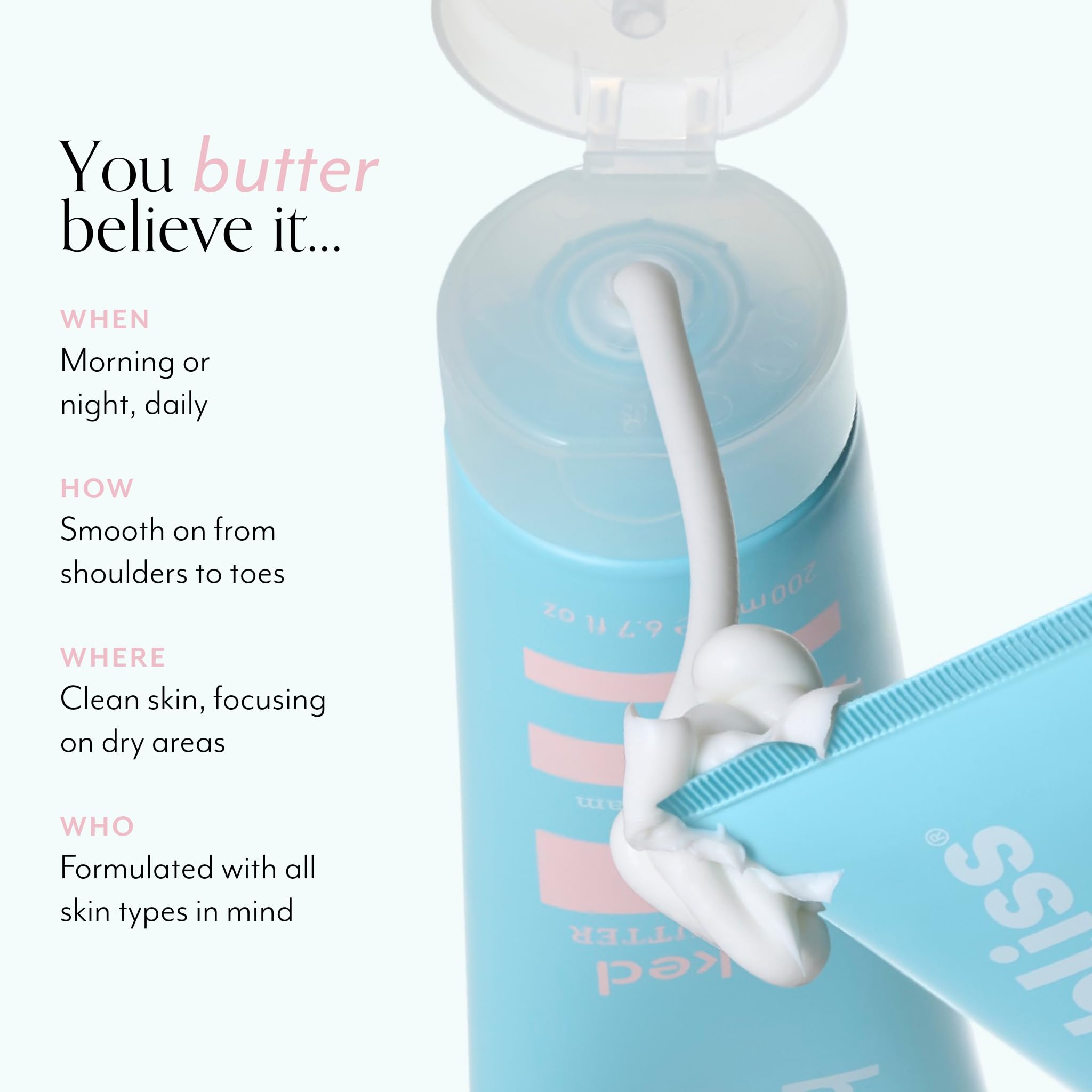 Fragrance-free label on Bliss Naked Body Butter for sensitive skin care.