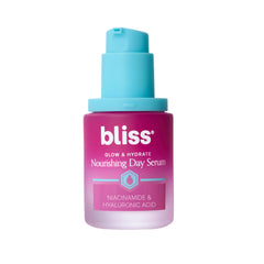 Bliss Glow & Hydrate Serum bottle front, showcasing vegan formula for radiant skin.