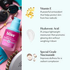 Bliss Glow & Hydrate Serum with niacinamide close-up, improved radiance potential.