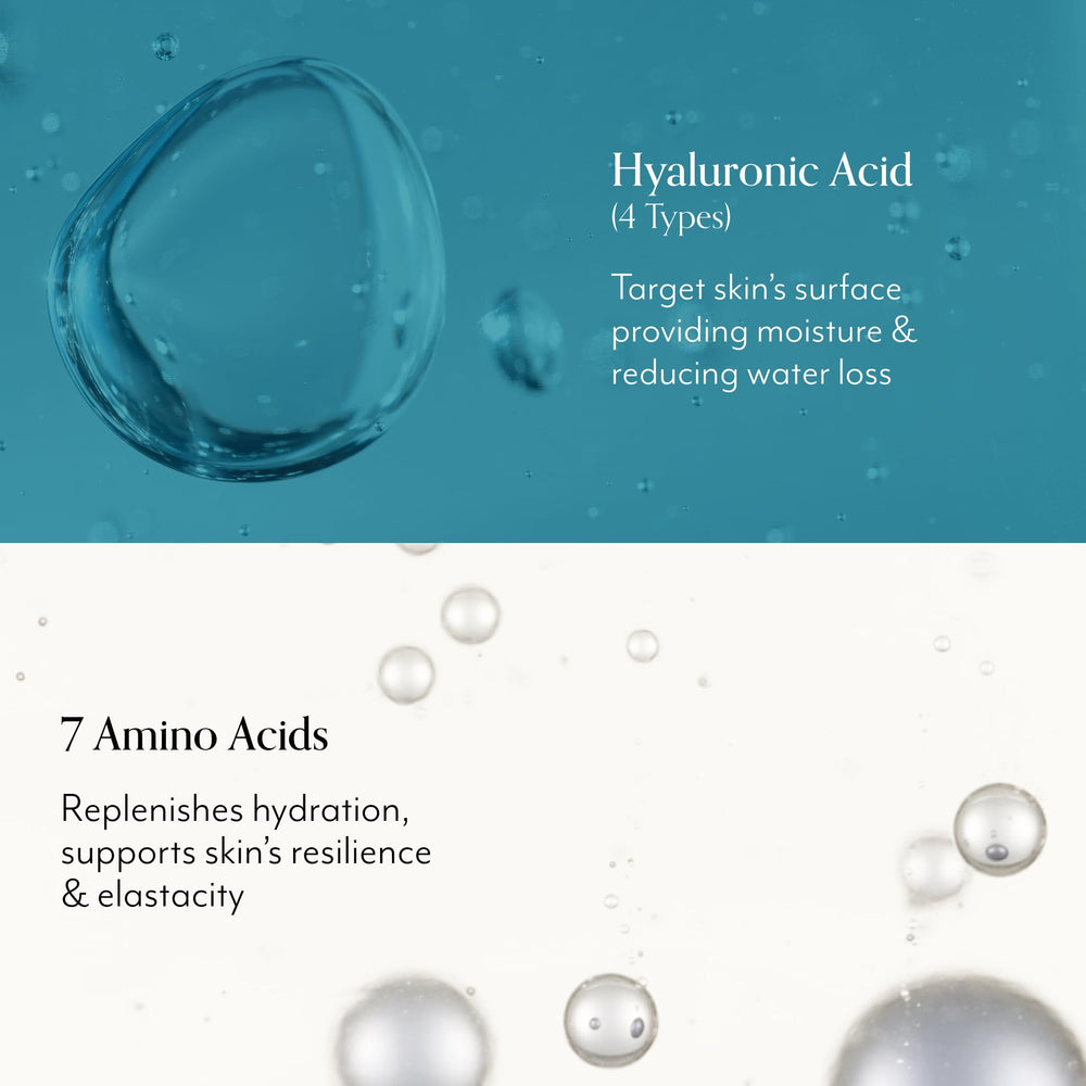 Bliss Hyaluronic Acid Drench being massaged onto clean skin during morning routine.