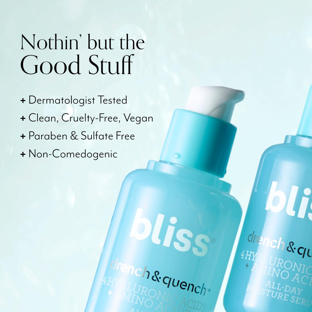 Label of Bliss Hyaluronic Acid Drench with ingredients emphasis.
