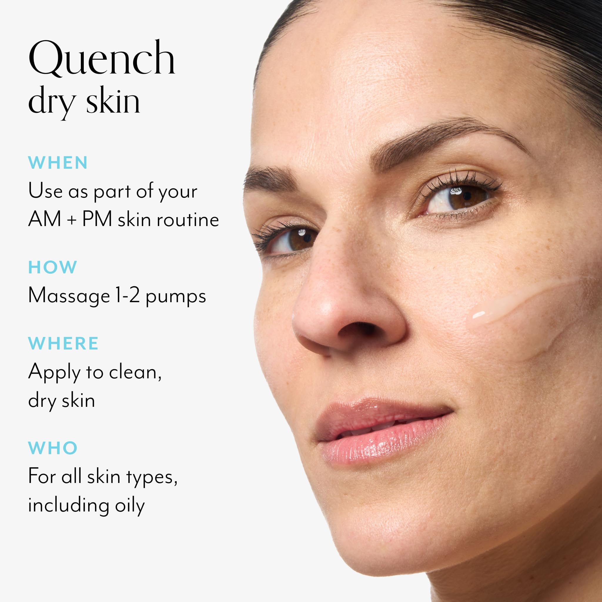 Bliss Hyaluronic Acid Drench pump dispenser shown for controlled application.
