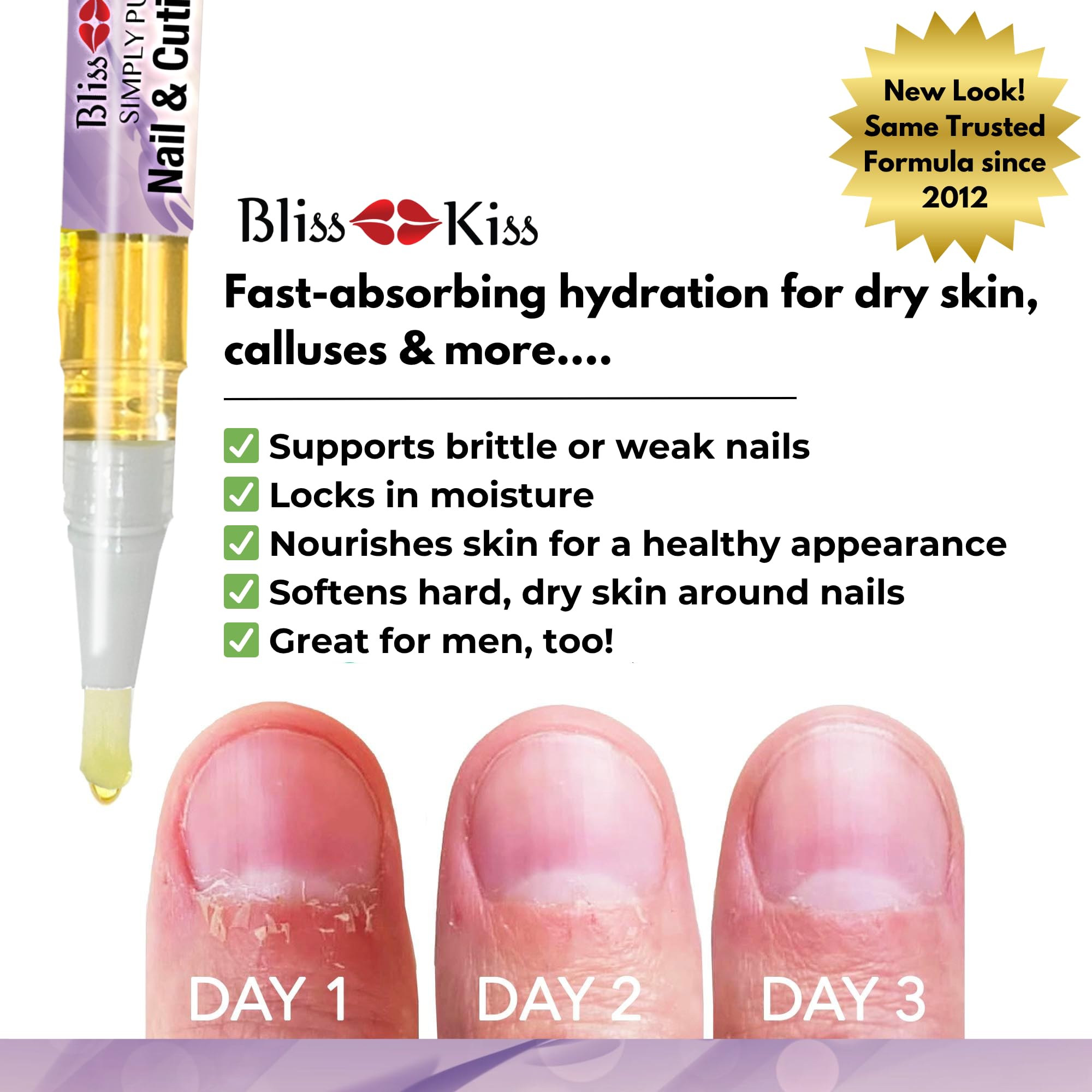 Bliss Kiss Hidratación de cutículas alrededor de las uñas.